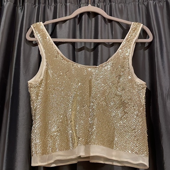 Sexy Banana Republic Alina Cream / Gold Cropped Sequin Tank Top! - Picture 9 of 14